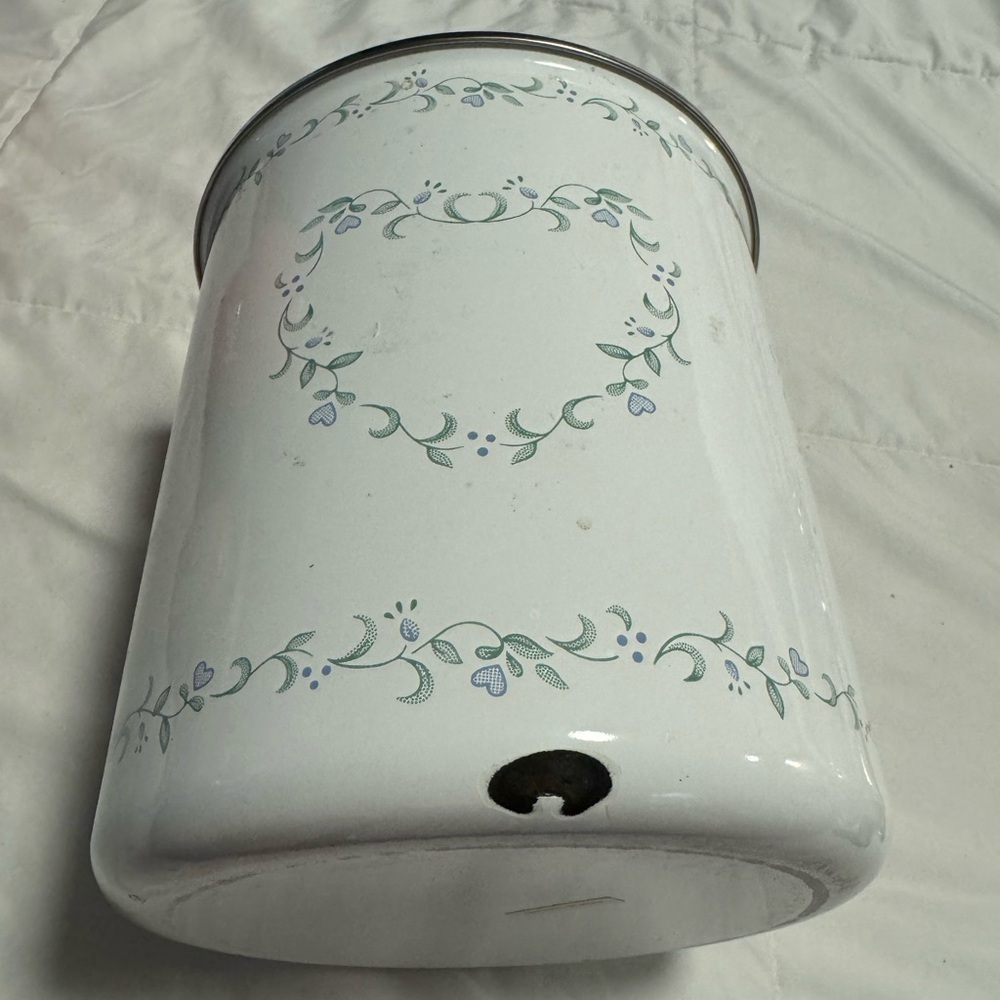 Cornell Enamel Utensil Spoon Holder Unique Floral Heart Scroll Design Thailand - Picture 2 of 9